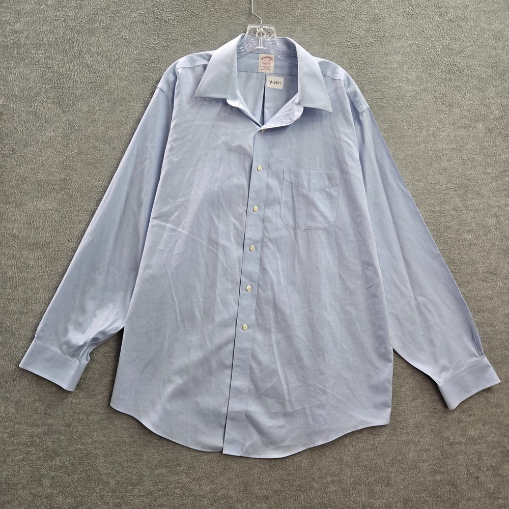 VINTAGE Brooks Brothers Men Button Up Shirt 17.5 Blue Traditional Fit OCBD